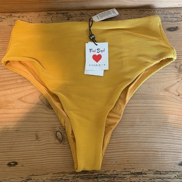 Vitamin A Fred SEGAL golden yellow high waisted bikini bathing suit bottom. - Picture 9 of 9